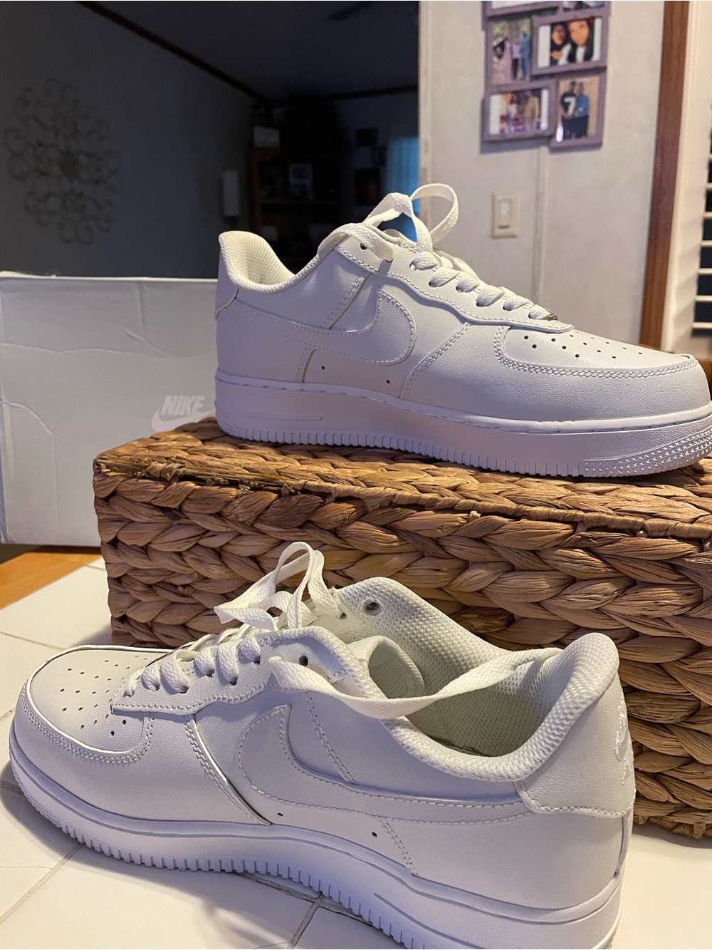 Nike All-White Low-Top Leather Sneakers